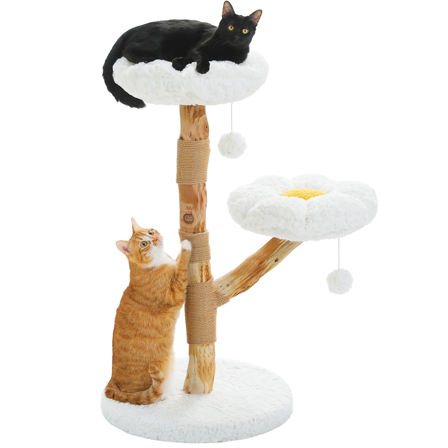 Flower Cat Tree for Indoor Cats Modern Wood Cat Tower with Scratching Post and Perches Luxury Cat Climbing Tower Cat Bed Toys